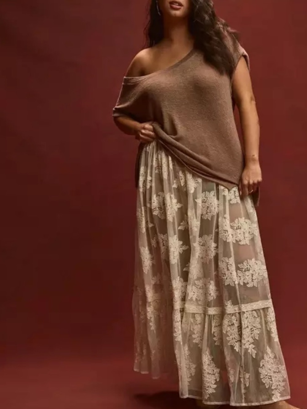 Torrid Festi Cream Maxi Lace Skirt NWT 0X - Picture 2 of 7